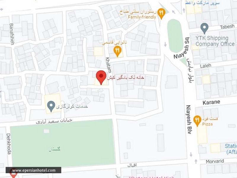 آدرس عمارت تک بادگیر کیش روی نقشه